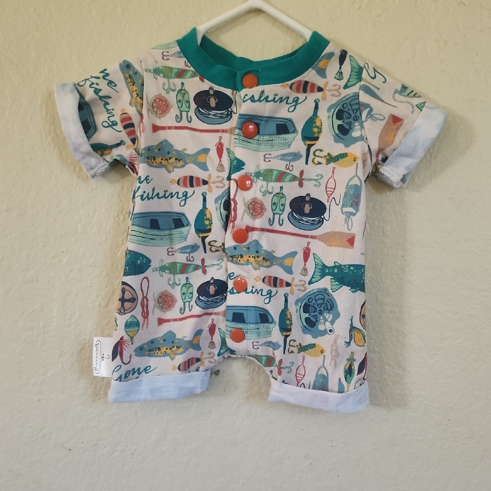 Colorful Fishing-Themed Baby Romper